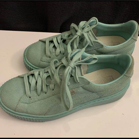 Puma Shoes - Puma Basket Sea-foam Green Creeper